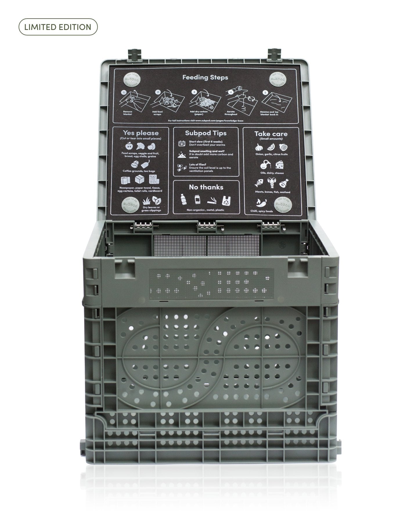 Subpod Mini Compost Bin and Worm Farm front angle - Subpod US