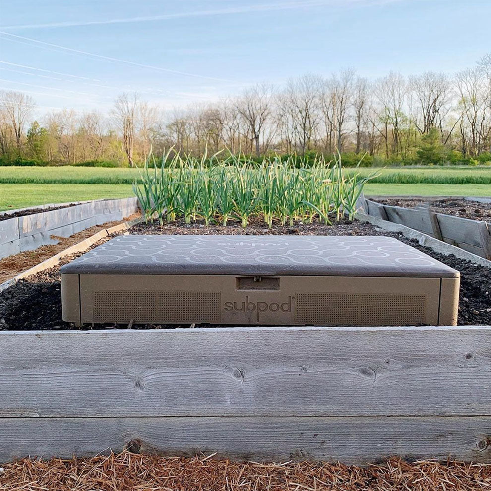 subpod underground compost bin in wooden planter- Subpod US