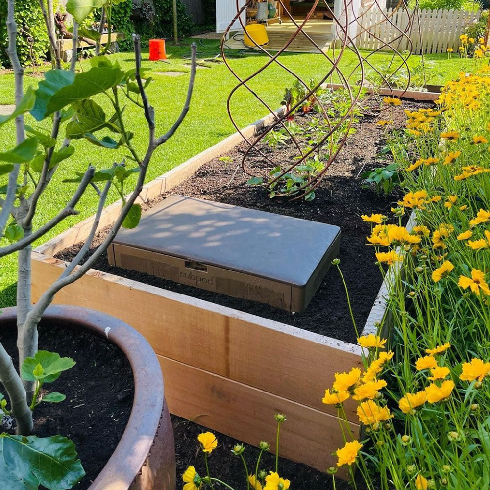 Subpod Compost Bin & Worm Farm in raised garden bed- Subpod US