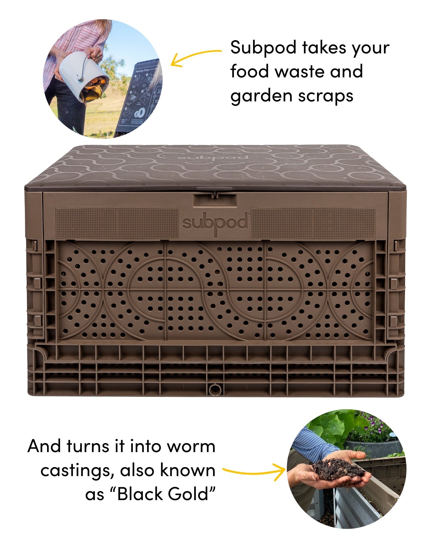 Subpod Compost Bin & Worm Farm showing how it works- Subpod US